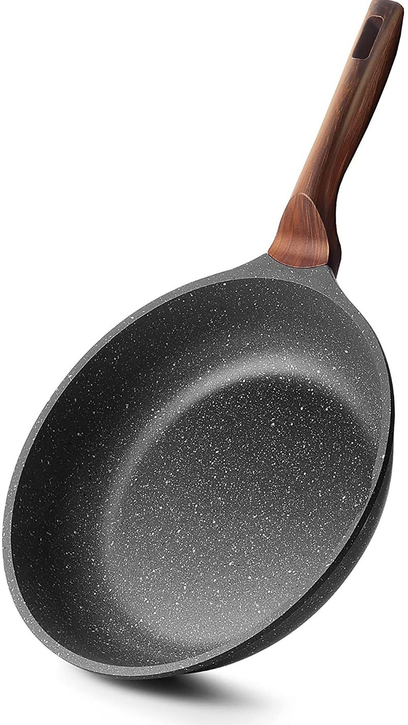 Caannasweis Nonstick Granite Frying Pan Skillet, 11 Inch/28cm Non Stick Omelette Frying Pans , Omelet Egg Pan, Stone Cookware Chef's Pan,Bakelite Handle Compatible With Hot Plate, Halogen, Ceramic And Gas Stovetops Induction Compatible, PFOA Free，Dishwasher Safe (Gray, 11 Inch/28cm) - Image 1
